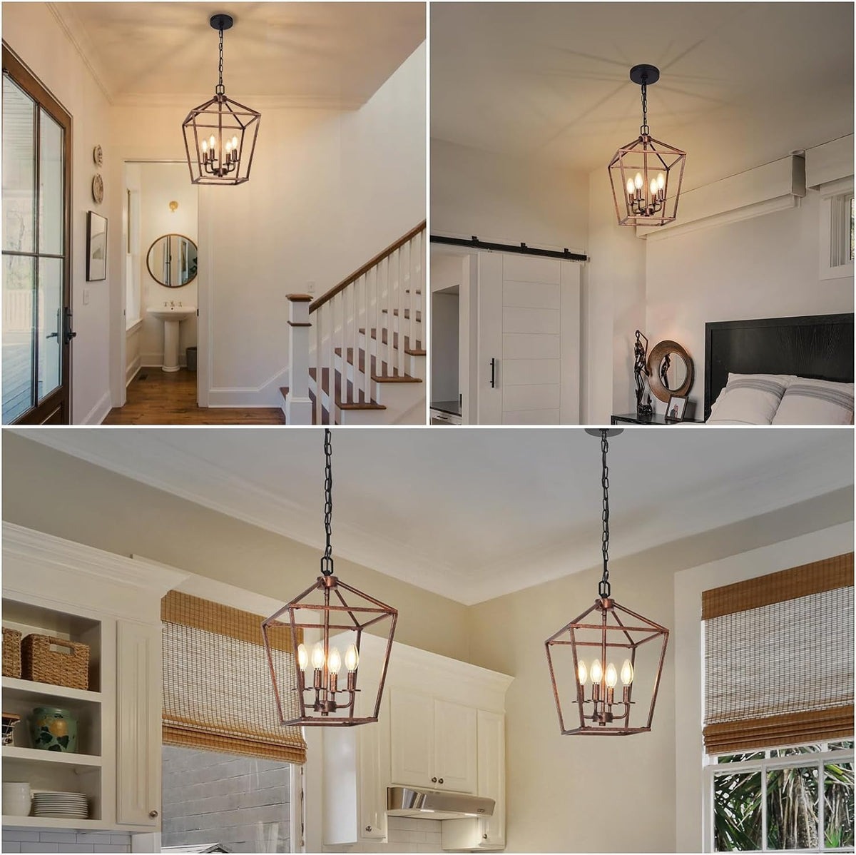 Chandelier for Dining Room, 4-Light Rustic Chandelier Fixtures,