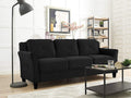 Grayson Sofa Black Button Tufted Rolled Arm Living Room