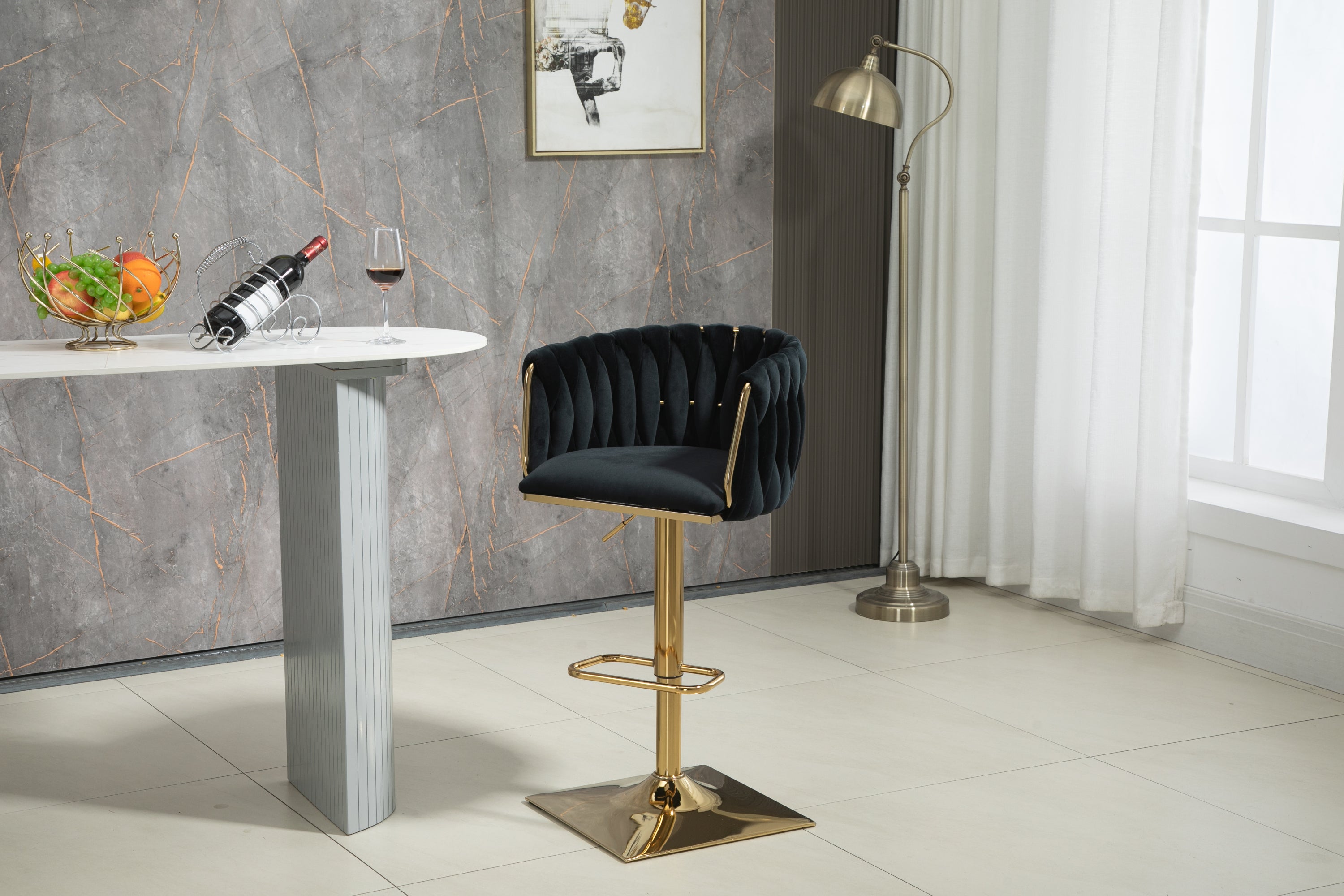 Vintage Bar Stools with Back and Footrest Counter Height Dining Chairs