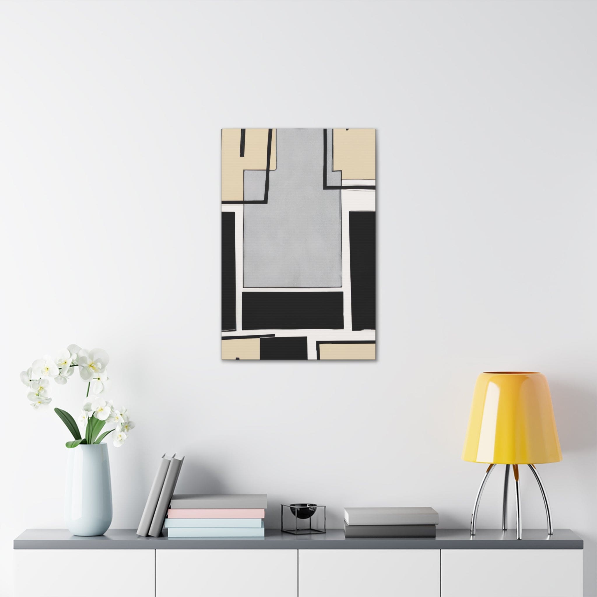 Wall Art Decor - Canvas Print Artwork - Black Grey Abstract Pattern