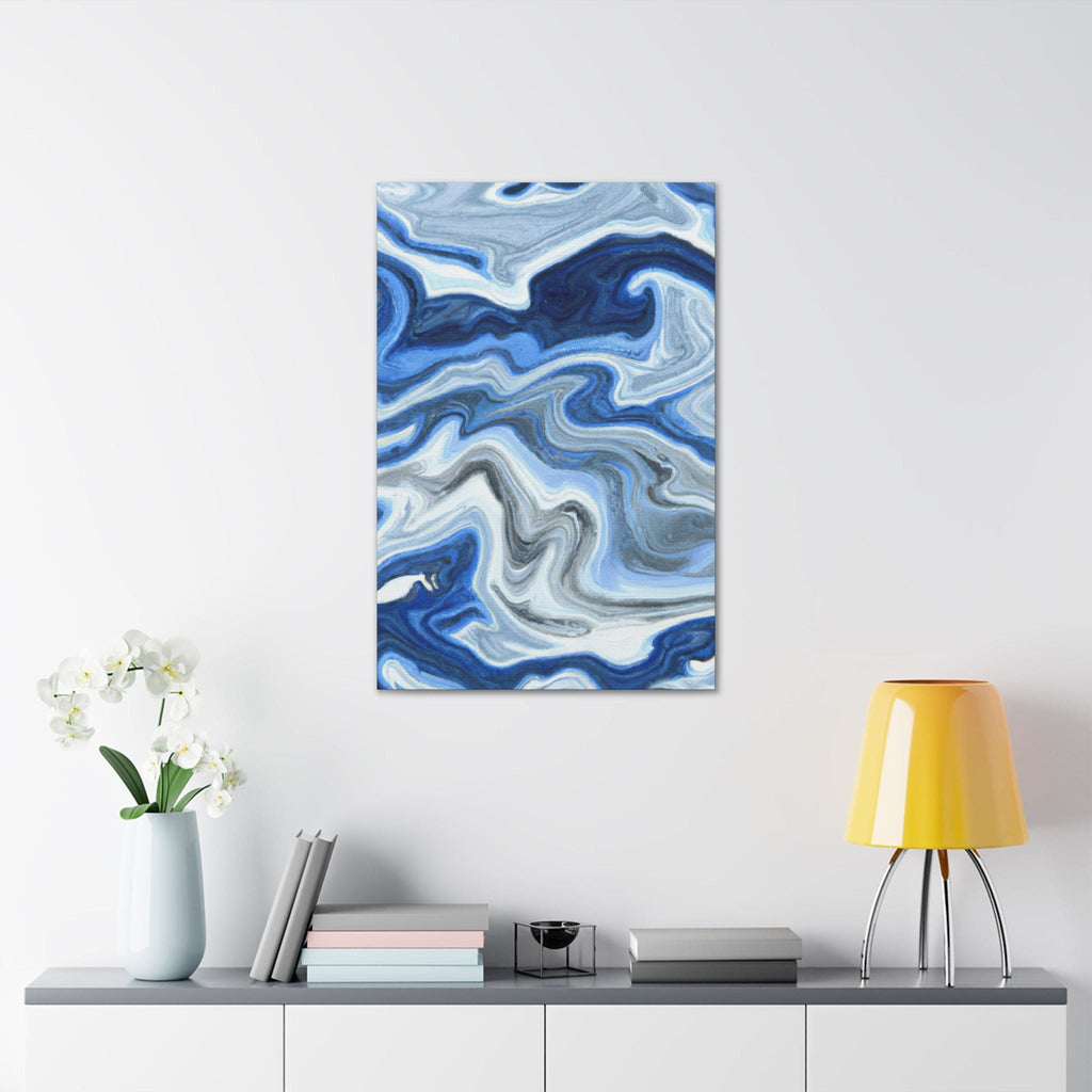 Wall Art Decor - Canvas Print Artwork - Blue White Grey Marble Pattern