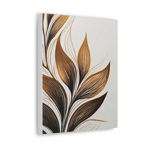 Wall Art Decor - Canvas Print Artwork - Floral Brown Line Art Print
